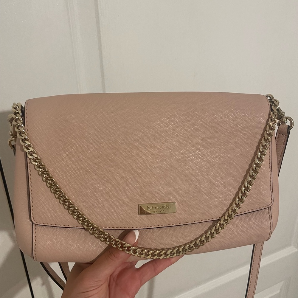 Kate Spade Blush Crossbody Bag with Gold Chain and Wallet